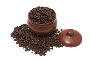 coffee beans in a pot