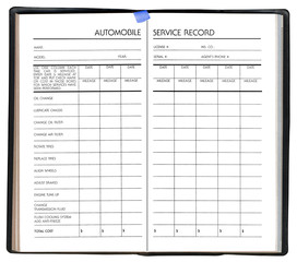 automobile service record, isolated on white