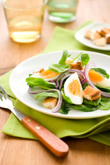 salad with spinach and egg