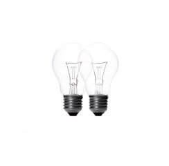 Two light bulb on white background