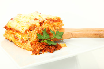 Lasagna Portion on Serving Spoon