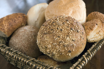 Assortment Of Baked Bread In A Basket