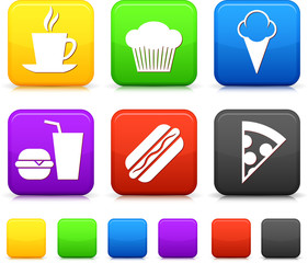Food Icond on Square Internet Buttons