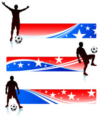 Soccer Players with Patriotic Banners