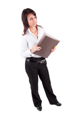 Business woman full of thoughts