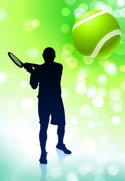 Tennis Player on Abstract Lens Flare Background