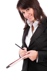 Business woman full of thoughts