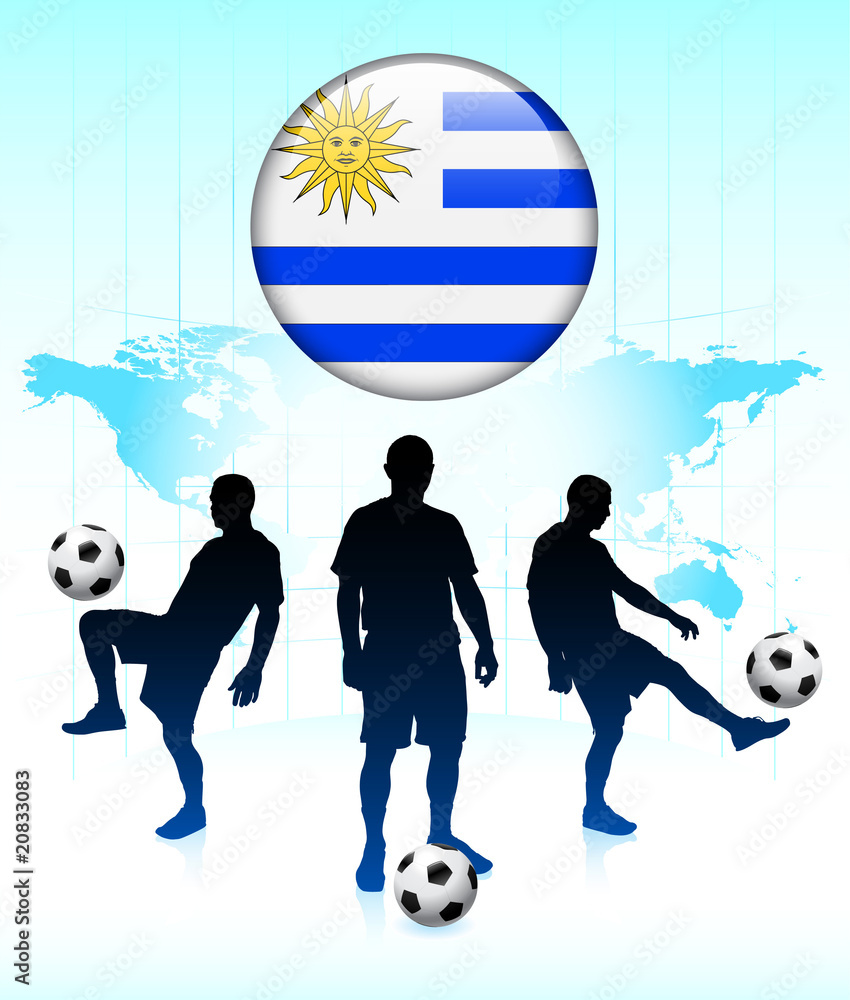 Wall mural Uruguay Flag Icon on Internet Button with Soccer Team