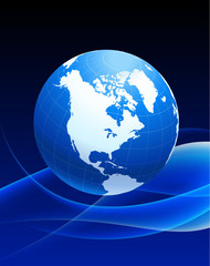 Globe on Blue Background