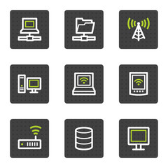 Network web icons, grey square buttons series