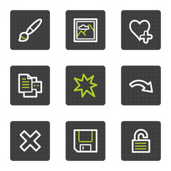 Image viewer web icons set 1, grey square buttons series