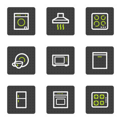 Home appliances web icons, grey square buttons series