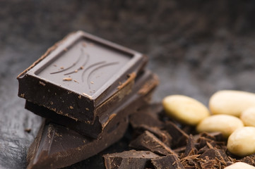 Chopped chocolate with sweet almonds. delicious