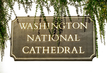 Sign outside National Cathedral