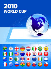 2010 World Cup Team Flag Internet Buttons with Globe