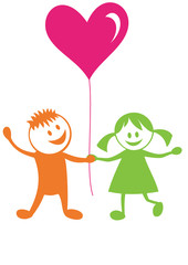 Love and friendship.Happy children with heart