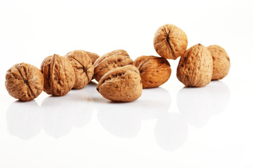 nuts displayed on white background