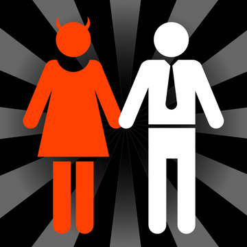 Couple man and devil woman