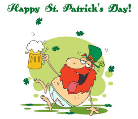 Happy St Patrick's Day Greeting Of A Tipsy Leprechaun