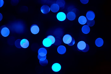 Multi color Christmas lights defocus background