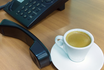 Telephone receiver and coffee