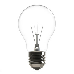 Rendered image of common household light bulb. White background.