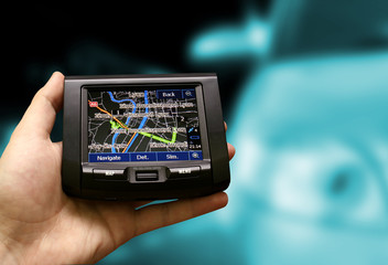 Gps in a man hand.