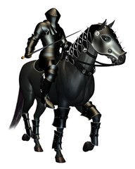 Le chevalier noir à cheval