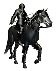 Poster De zwarte ridder te paard © Algol