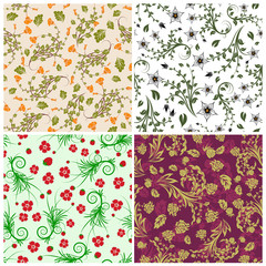 Fototapeta na wymiar seamless floral backgrounds set