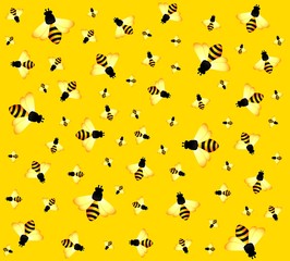 beautiful bright background with funny bees