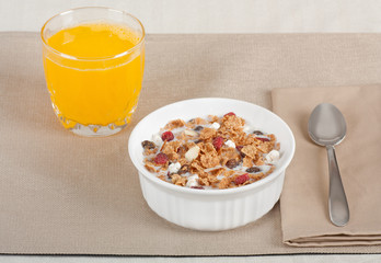 Cereal and Juice Breakfast