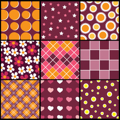 A set of 9 vector patterns for Valentines day