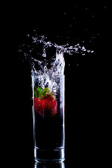 Cocktail with strawberries.
