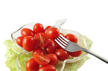 grape tomatoes and fork