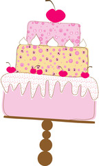 Tiered Wedding Cake With Love. Vector Illustration