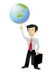businessman with globe