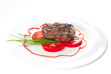 roast meat served on plate