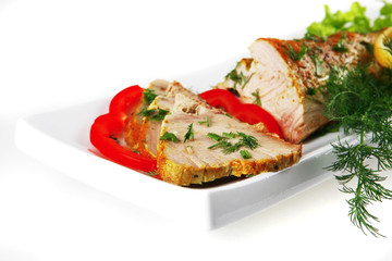 light tuna served on plate
