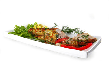 light tuna served on plate