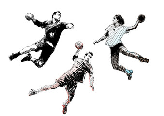 Fototapeta na wymiar handball trio