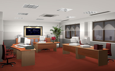 3D render of an office