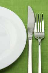 Plate, fork and knife