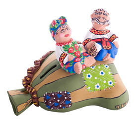 Ukrainian traditional pottery ceramics with text 