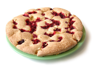 fresh-baked pie with raspberrie jam