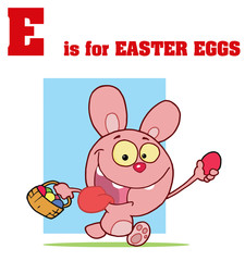 Funny Cartoons Alphabet with Text-E