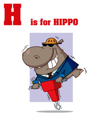 Funny Cartoons Alphabet with Text-H