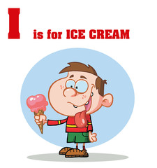 Funny Cartoons Alphabet with Text-I