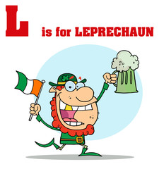 Funny Cartoons Alphabet-Leprechaun With Letters L