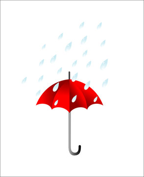 Vector illustration of umbrella .and rain